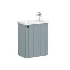 Vitra Root Groove 69201 Lavabo Dolabı, Kapaklı, 45 Cm, Kompakt, Mat Fiyord Yeşili, Yuvarlak Lavabolu, Sağ